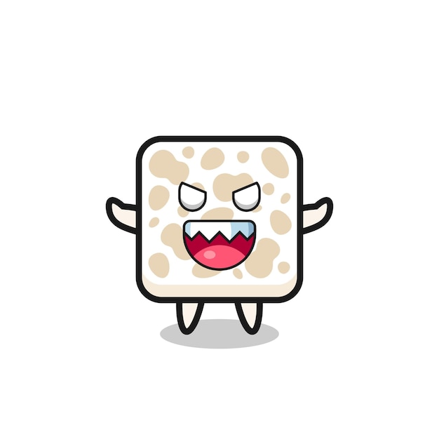 Illustration of evil tempeh mascot character