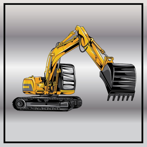 Illustration of excavator, heavy industry machine isolated