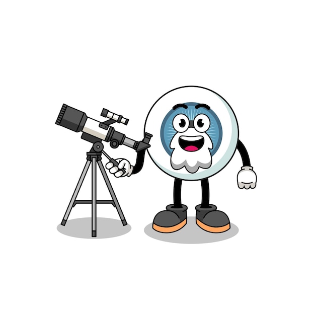 Illustration of eyeball mascot as an astronomer