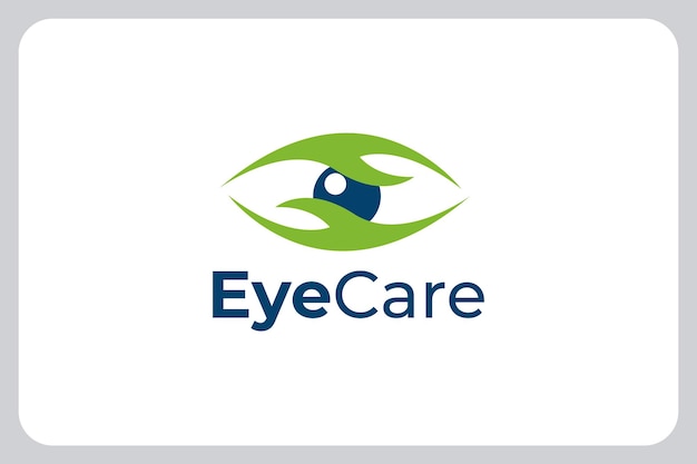 Illustration Eyeball Vision Lens Retina with hand care Optical Optic logo design