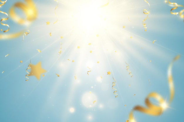 Illustration of falling confetti on a transparent background.