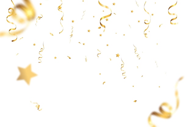 Illustration of falling confetti on a transparent background.