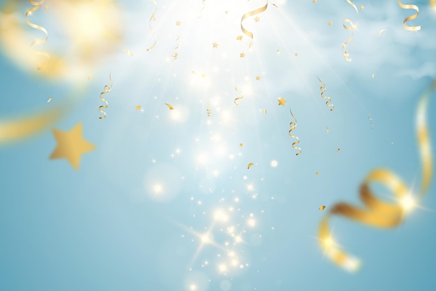 Illustration of falling confetti on a transparent background.