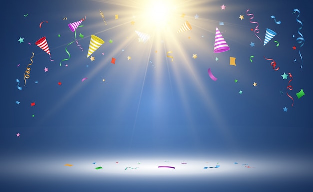  illustration of falling confetti on a transparent background.