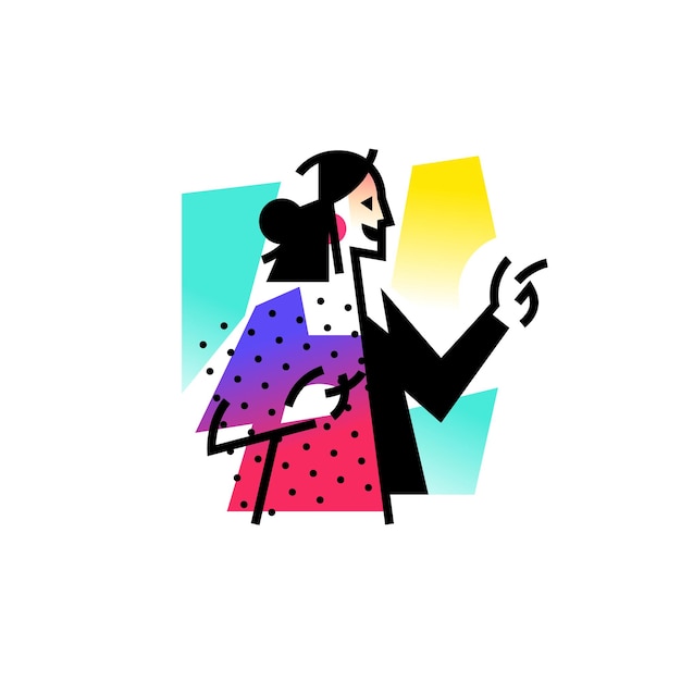 Illustration of a fashionable girl Businesswoman Icon abstract housewife woman