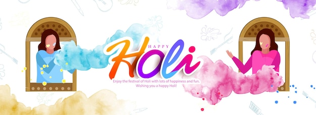 illustration of Festival of ColoursHoli celebration greeting flyer design with abstract design