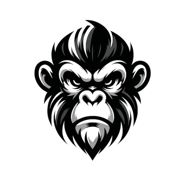 Illustration of a fierce monkey in black and white