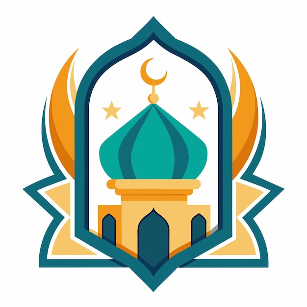 illustration of flat style isolated Muslim mosque Eid Mubarak greetings Ramadan Kareem