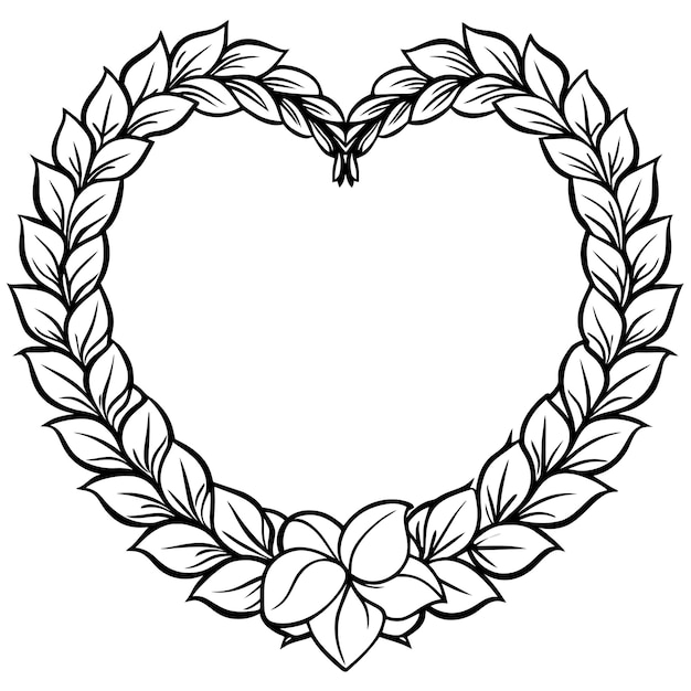 Illustration of floral heart frame with floral elements