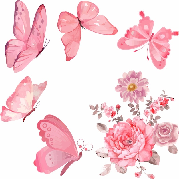 illustration of flowers and butterflies for decoration