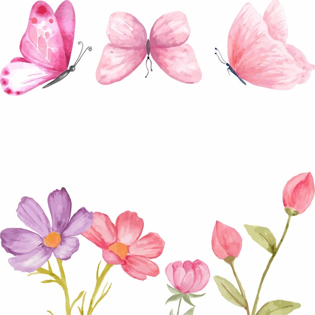 illustration of flowers and butterflies for decoration