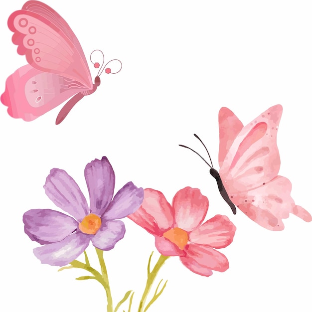 illustration of flowers and butterflies for decoration