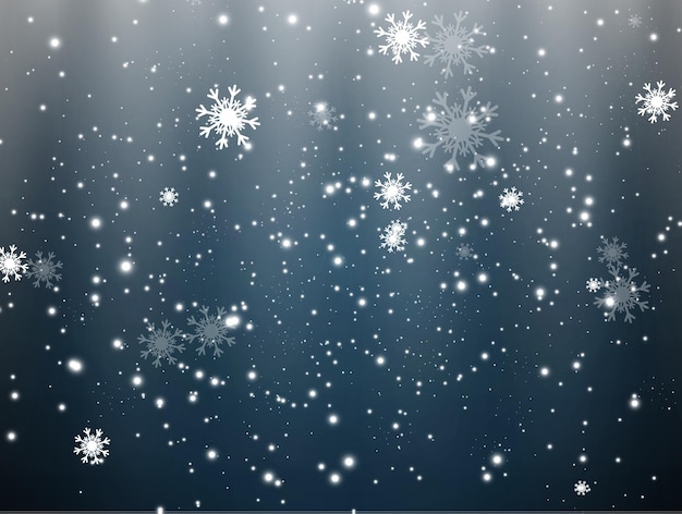 Illustration of flying snow on a transparent background.Natural phenomenon of snowfall or blizzard.