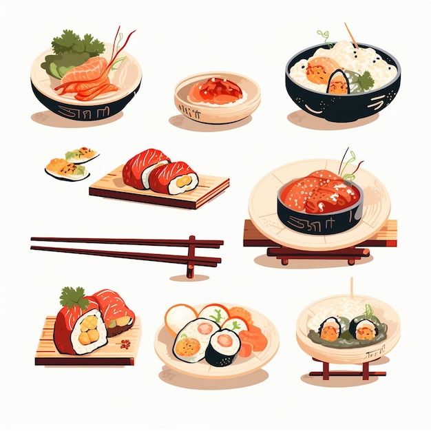 Vector illustration food japanese asian japan vector asia cuisine design sushi meal cartoon res