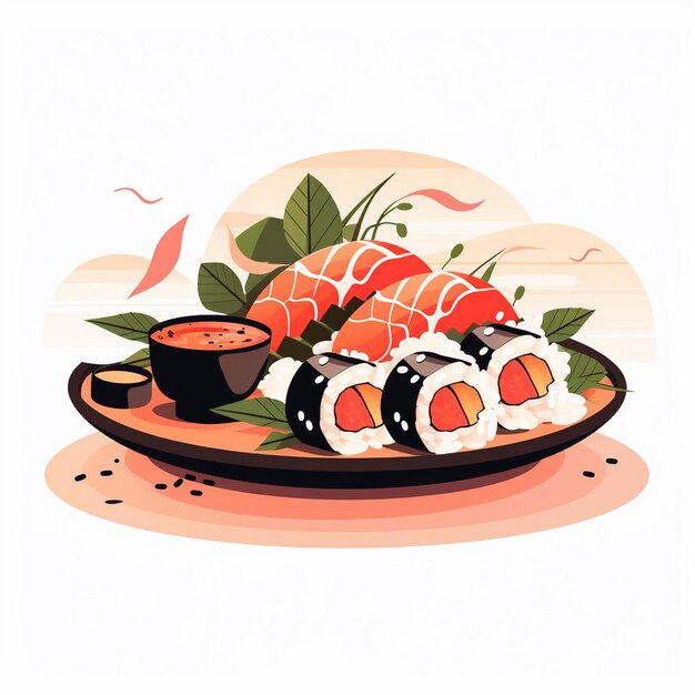 Vector illustration food japanese asian japan vector asia cuisine design sushi meal cartoon res