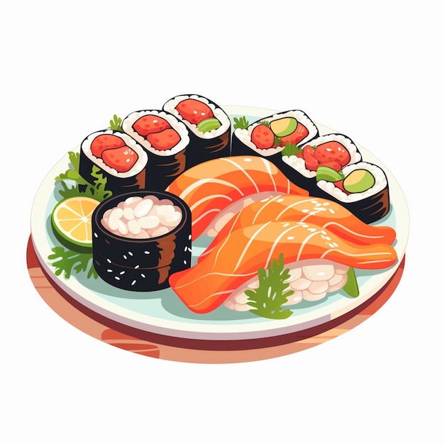 illustration food japanese asian japan vector asia cuisine design sushi meal cartoon res