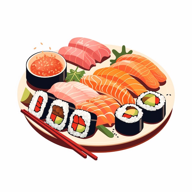 illustration food japanese asian japan vector asia cuisine design sushi meal cartoon res