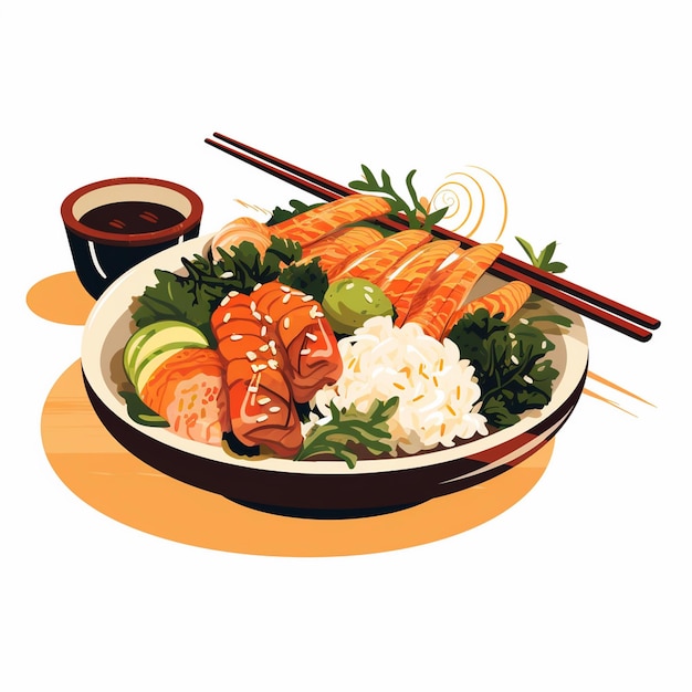 Vector illustration food japanese asian japan vector asia cuisine design sushi meal cartoon res