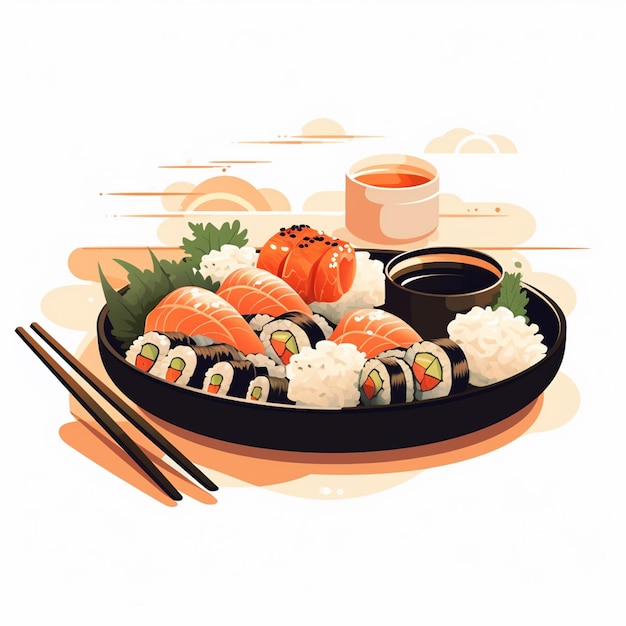 Vector illustration food japanese asian japan vector asia cuisine design sushi meal cartoon res