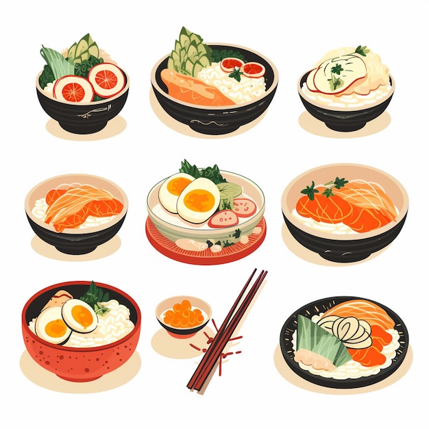 illustration food japanese asian japan vector asia cuisine design sushi meal cartoon res