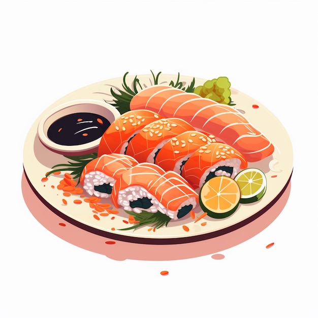 illustration food japanese asian japan vector asia cuisine design sushi meal cartoon res