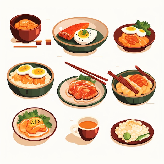 illustration food japanese asian japan vector asia cuisine design sushi meal cartoon res