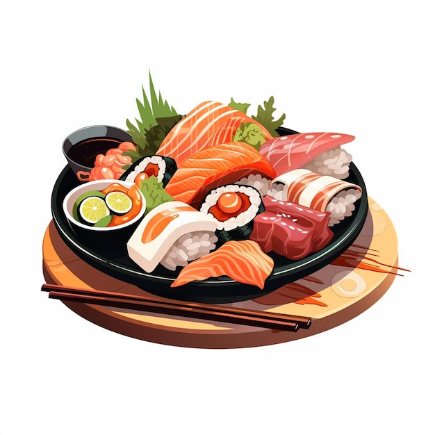 illustration food japanese asian japan vector asia cuisine design sushi meal cartoon res