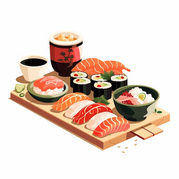 illustration food japanese asian japan vector asia cuisine design sushi meal cartoon res