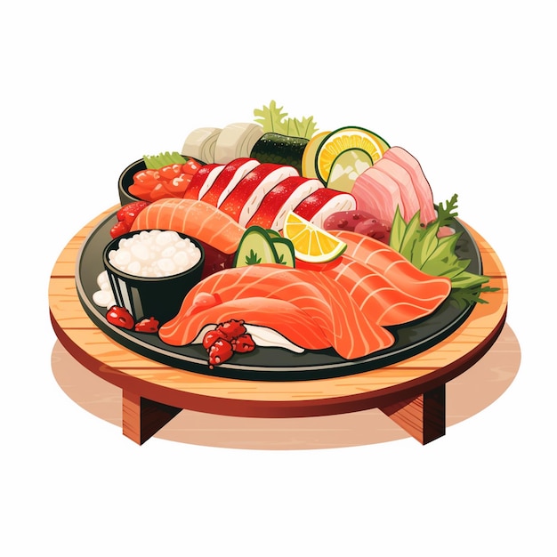 illustration food japanese asian japan vector asia cuisine design sushi meal cartoon res