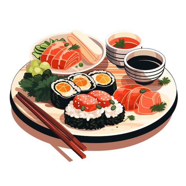 illustration food japanese asian japan vector asia cuisine design sushi meal cartoon res