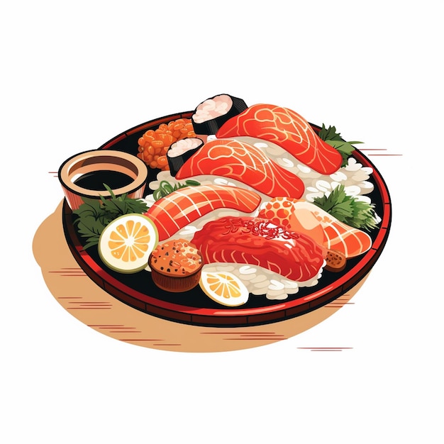 illustration food japanese asian japan vector asia cuisine design sushi meal cartoon res