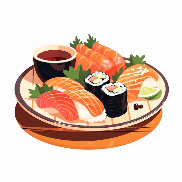 illustration food japanese asian japan vector asia cuisine design sushi meal cartoon res