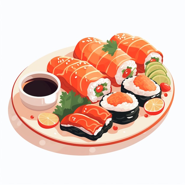 illustration food japanese asian japan vector asia cuisine design sushi meal cartoon res