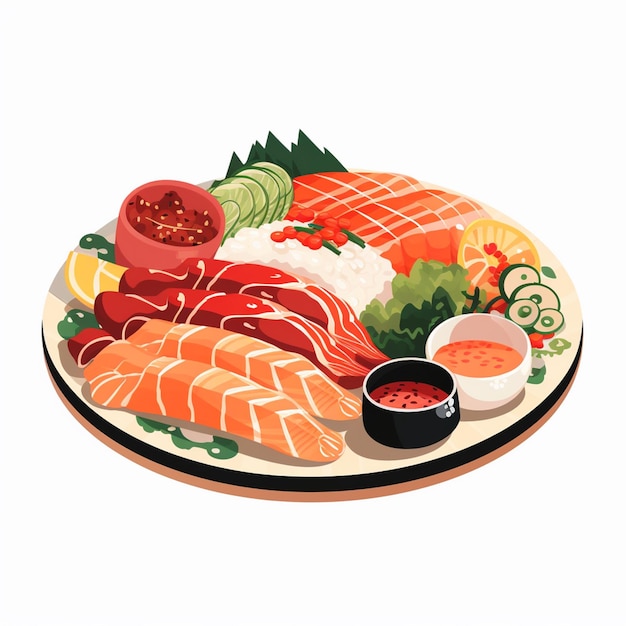 illustration food japanese asian japan vector asia cuisine design sushi meal cartoon res