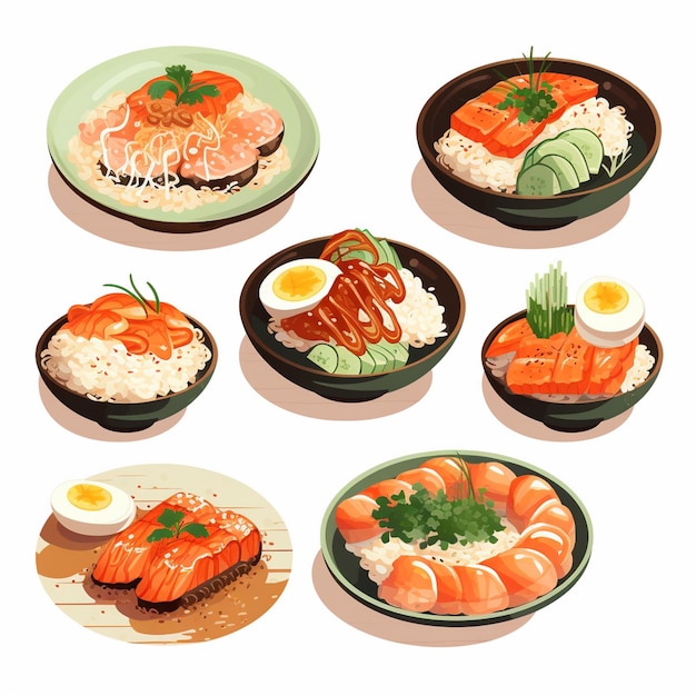 illustration food japanese asian japan vector asia cuisine design sushi meal cartoon res