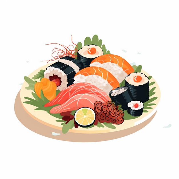 illustration food japanese asian japan vector asia cuisine design sushi meal cartoon res