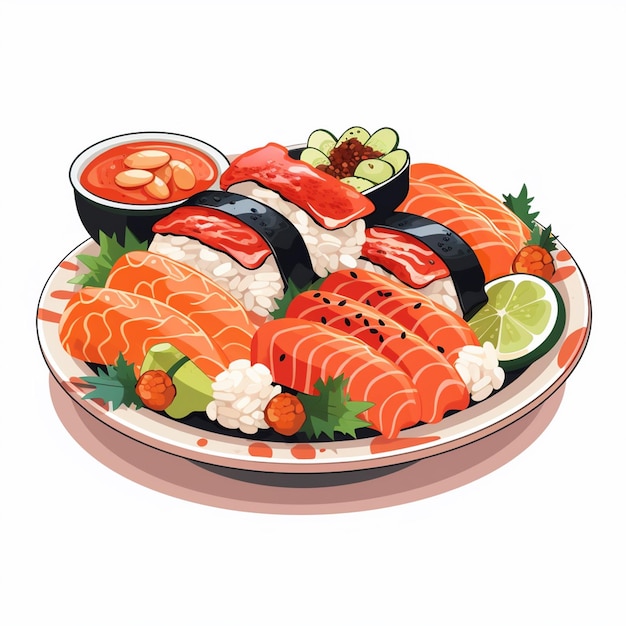 illustration food japanese asian japan vector asia cuisine design sushi meal cartoon res