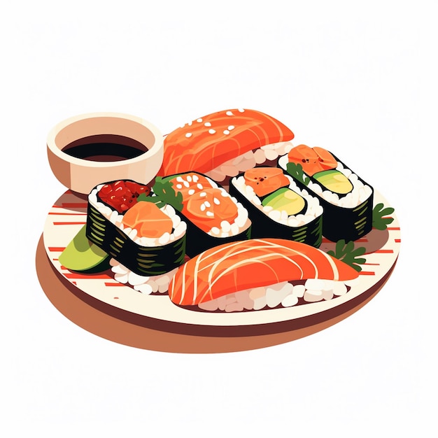 illustration food japanese asian japan vector asia cuisine design sushi meal cartoon res