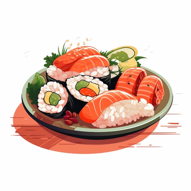 illustration food japanese asian japan vector asia cuisine design sushi meal cartoon res