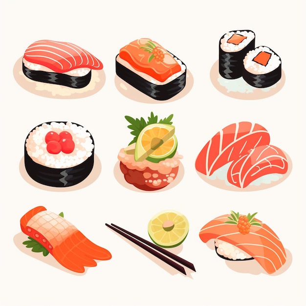 Vector illustration food japanese asian japan vector asia cuisine design sushi meal cartoon res