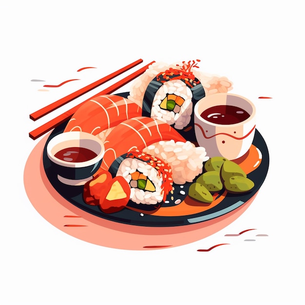 Vector illustration food japanese asian japan vector asia cuisine design sushi meal cartoon res