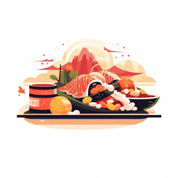 Vector illustration food japanese asian japan vector asia cuisine design sushi meal cartoon res