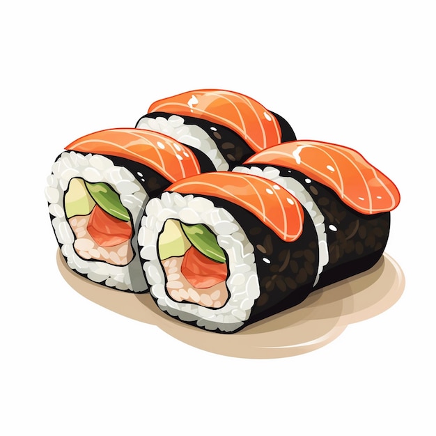 illustration food seafood sushi vector rice japanese fish menu restaurant salmon asian c