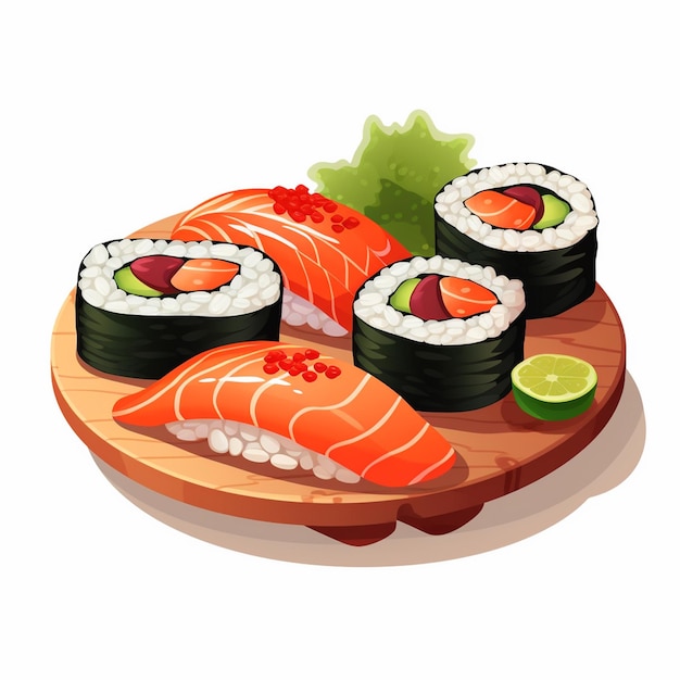 illustration food seafood sushi vector rice japanese fish menu restaurant salmon asian c