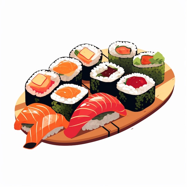 illustration food seafood sushi vector rice japanese fish menu restaurant salmon asian c