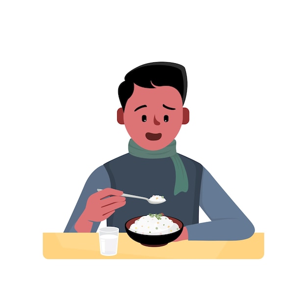 illustration of food for sick people eating vector character