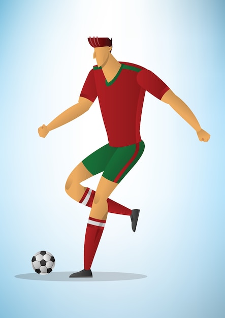 Illustration of football player action kicking the ball.