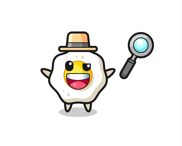 Illustration of the fried egg mascot as a detective who manages to solve a case