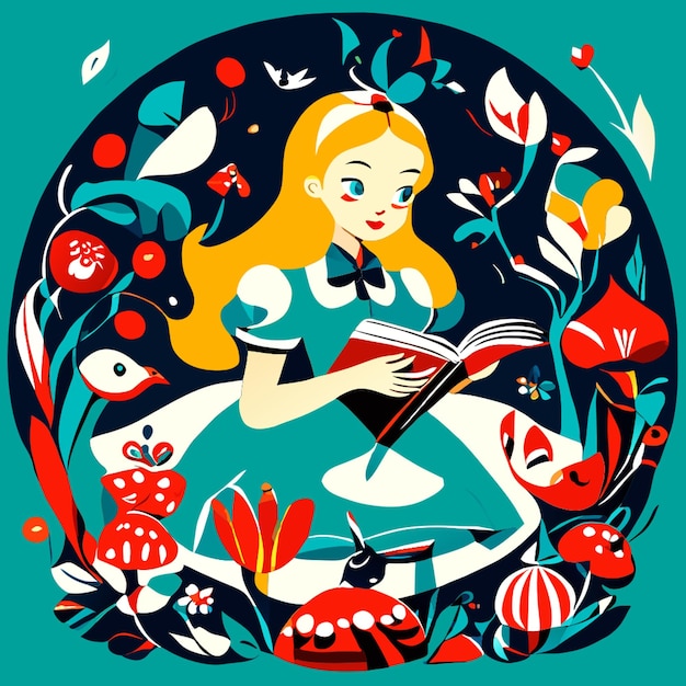 Vector illustration from the book alice in wonderland vector illustration