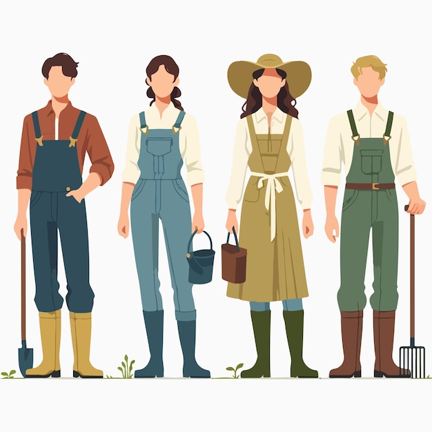 Illustration of a full body farmer set with a flat design style